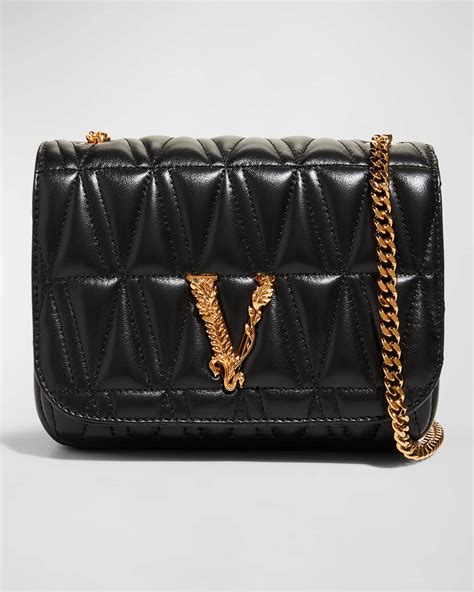 versace virtus leather shoulder bag|Versace virtus quilted evening bag.